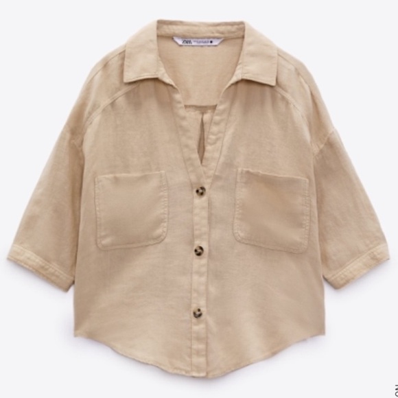 Zara Linen Button-Up Top - Picture 2 of 8